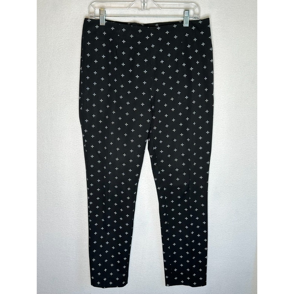 A New Day Black Dress Pants Star Floral Design Womens Size 10 Stretch